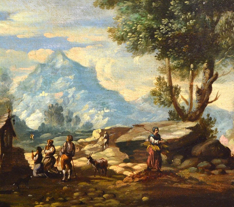 Diziani Pair Of Landscapes Paint View Old master Oil on canvas 18th Century Art For Sale 13
