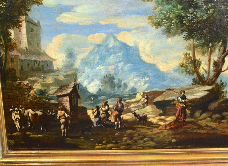 Diziani Pair Of Landscapes Paint View Old master Oil on canvas 18th Century Art For Sale 15