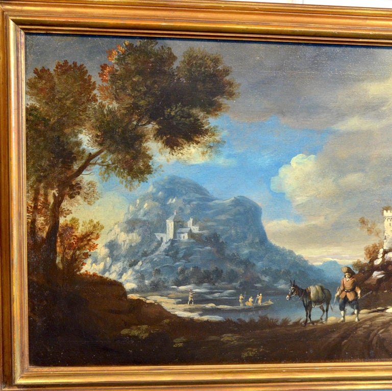Diziani Pair Of Landscapes Paint View Old master Oil on canvas 18th Century Art For Sale 2