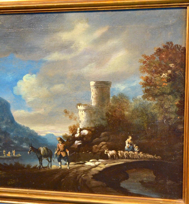 Diziani Pair Of Landscapes Paint View Old master Oil on canvas 18th Century Art For Sale 3