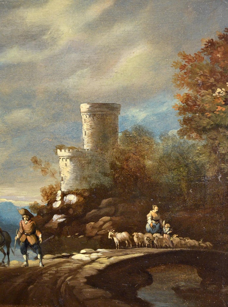 Diziani Pair Of Landscapes Paint View Old master Oil on canvas 18th Century Art For Sale 4