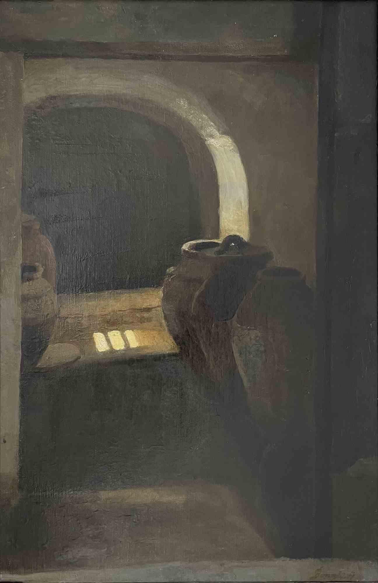L'intérieur est une œuvre d'art réalisée par Antonio Donghi en 1922 ca. 

Huile sur toile, cm. 60x40.

Signé à la main dans la partie inférieure droite.

Bon état,


Antonio Donghi (Rome, 16 mars 1897 - Rome, 16 juillet 1963) était un peintre