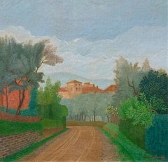 Paysage de Lucques - Peinture à l'huile d'Antonio Donghi- 1952
