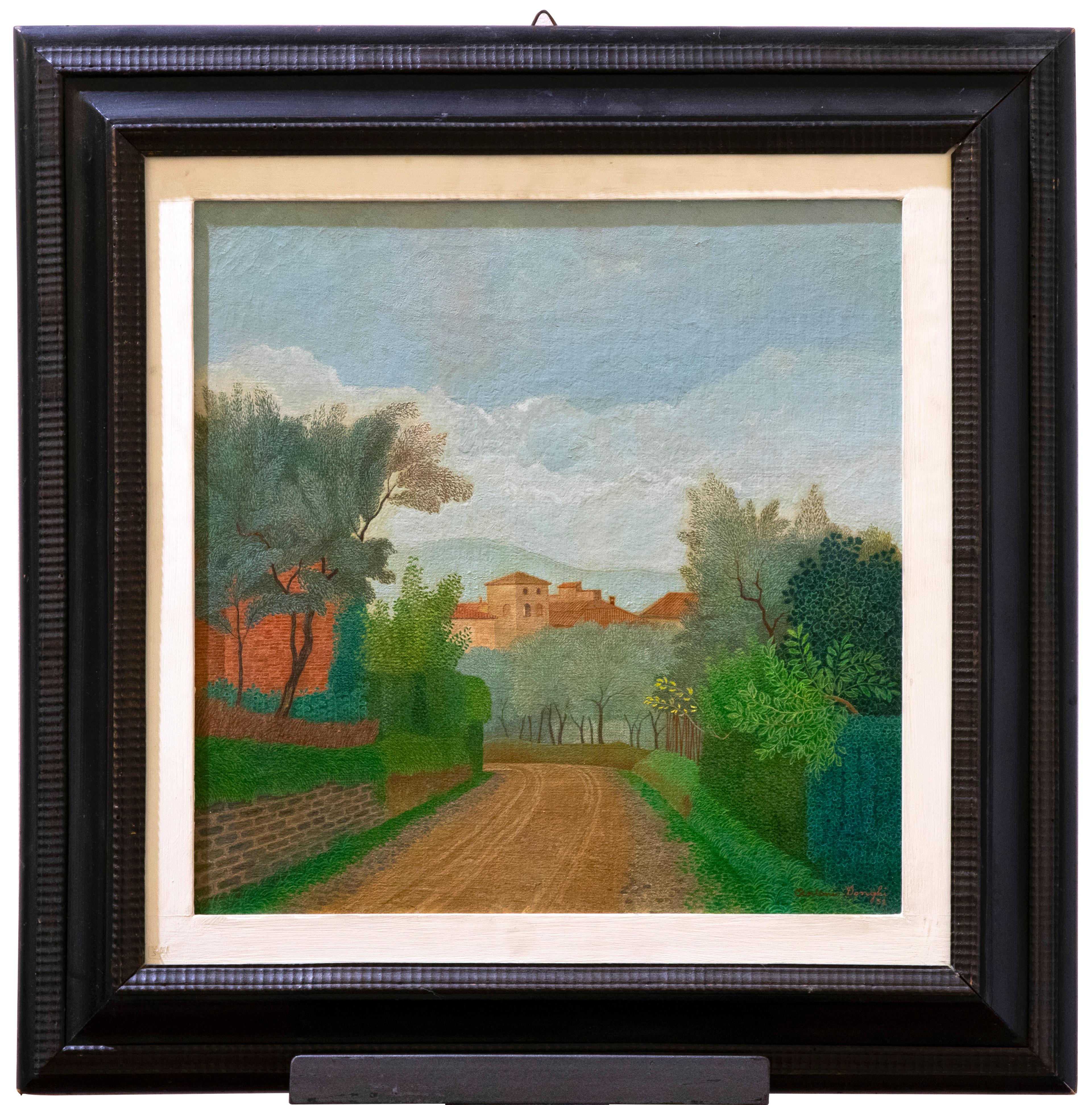 Lucca Landscape is an original oil on canvas applied on plywood, realized by Antonio Longhi in 1952.

Hand signed lower right "Antonio Longhi 52".

Provenance: Don Chisciotte Gallery; Personal Collection Arch. La Padula.

One of the most celebrated