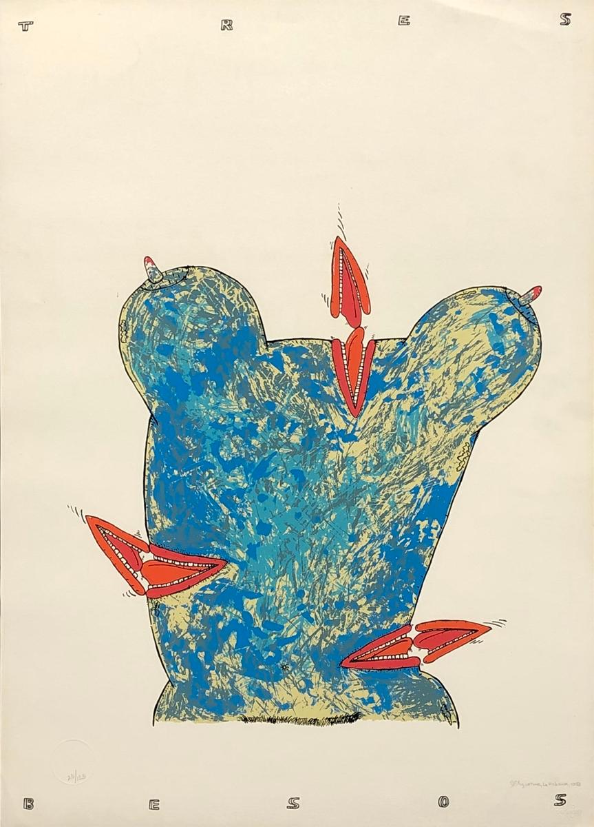 Antonio Eligio Fernández (Kuba, 1958)
Tres Besos", 1988
Siebdruck auf Papier Guarro Geler
27,6 x 20,1 Zoll (70 x 51 cm)
Auflage von 125 Stück
ID: TON-301
Vom Autor handsigniert