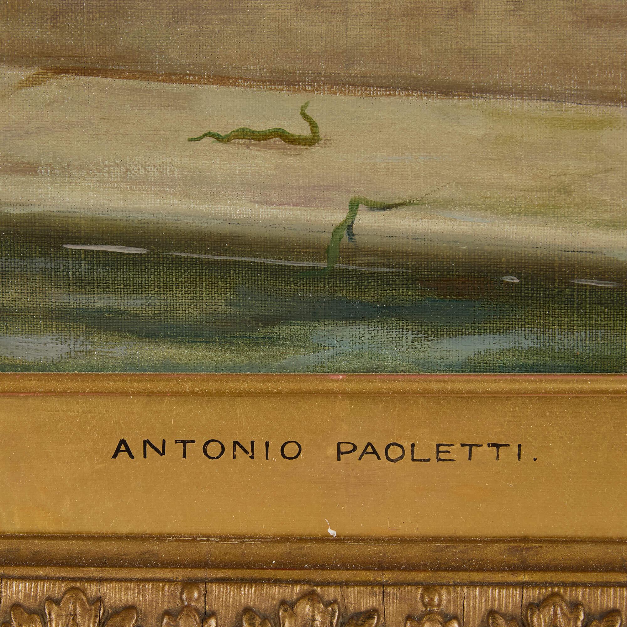 Große antike italienische Ölgemälde Venedig Figurative Fruit Seller Antonio Paolet (Braun), Figurative Painting, von Antonio Ermolao Paoletti