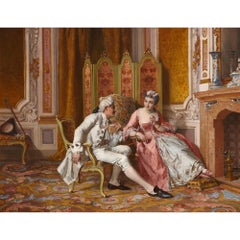 'Love lyrics, ' a romantic Italian genre painting by Antonio Paoletti