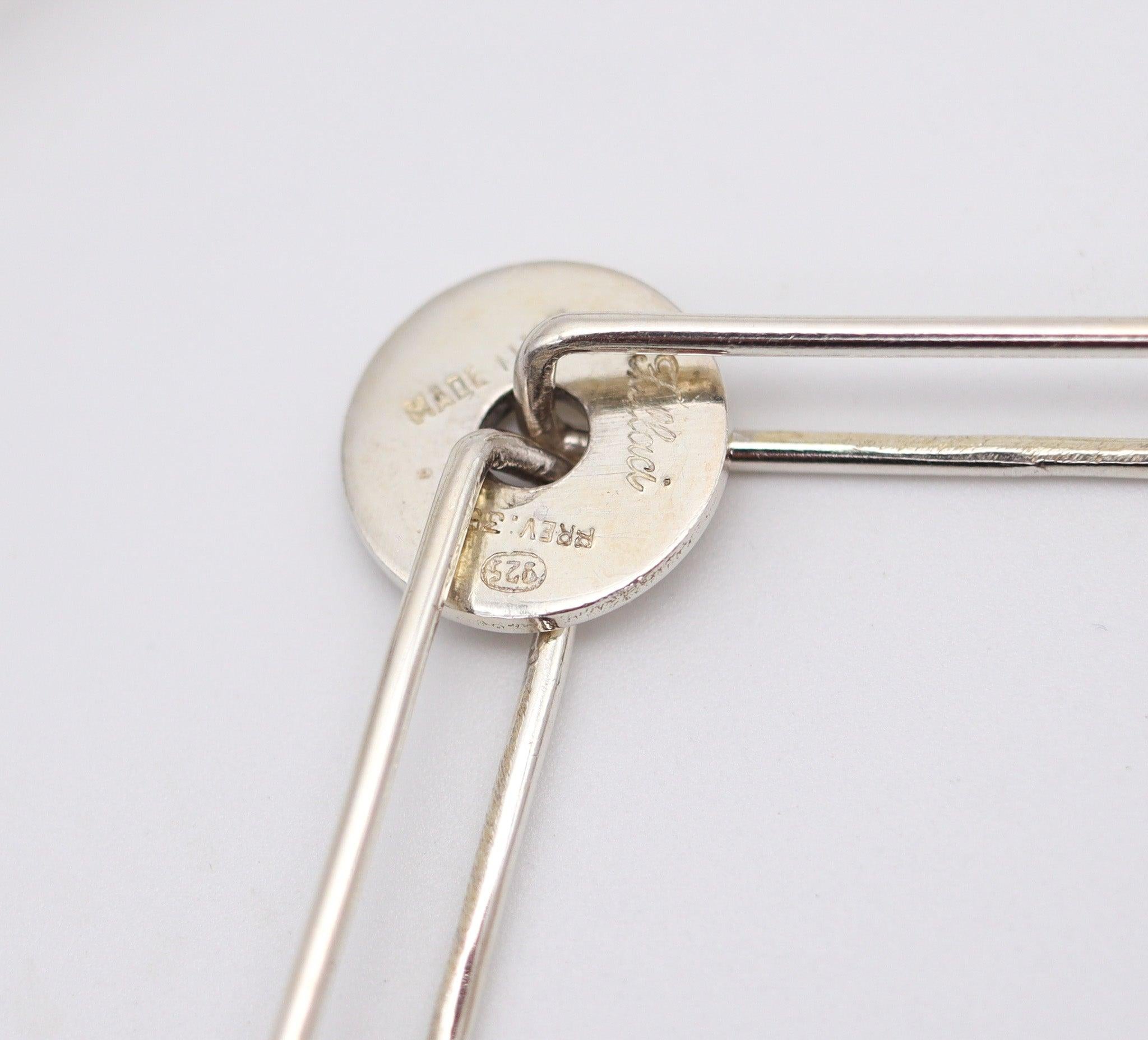 ANTONIO FALLACI 1970 Italy Geometric Modernist Long Sautoir In .925 Sterling For Sale 1