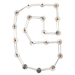 ANTONIO FALLACI 1970 Italy Geometric Modernist Long Sautoir In .925 Sterling