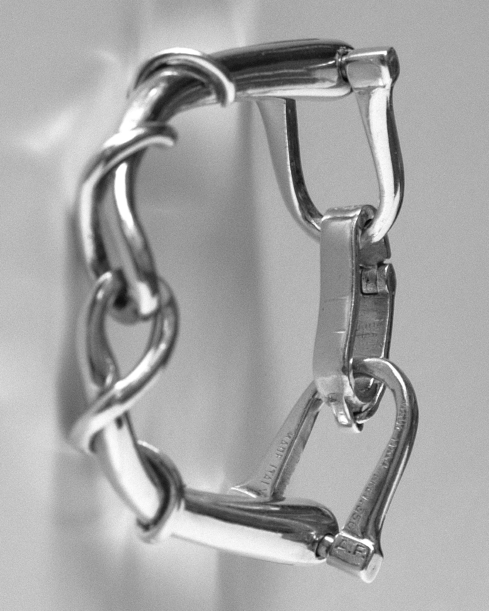 cuff bracelet with stirrup detail 925 sterling in metallic