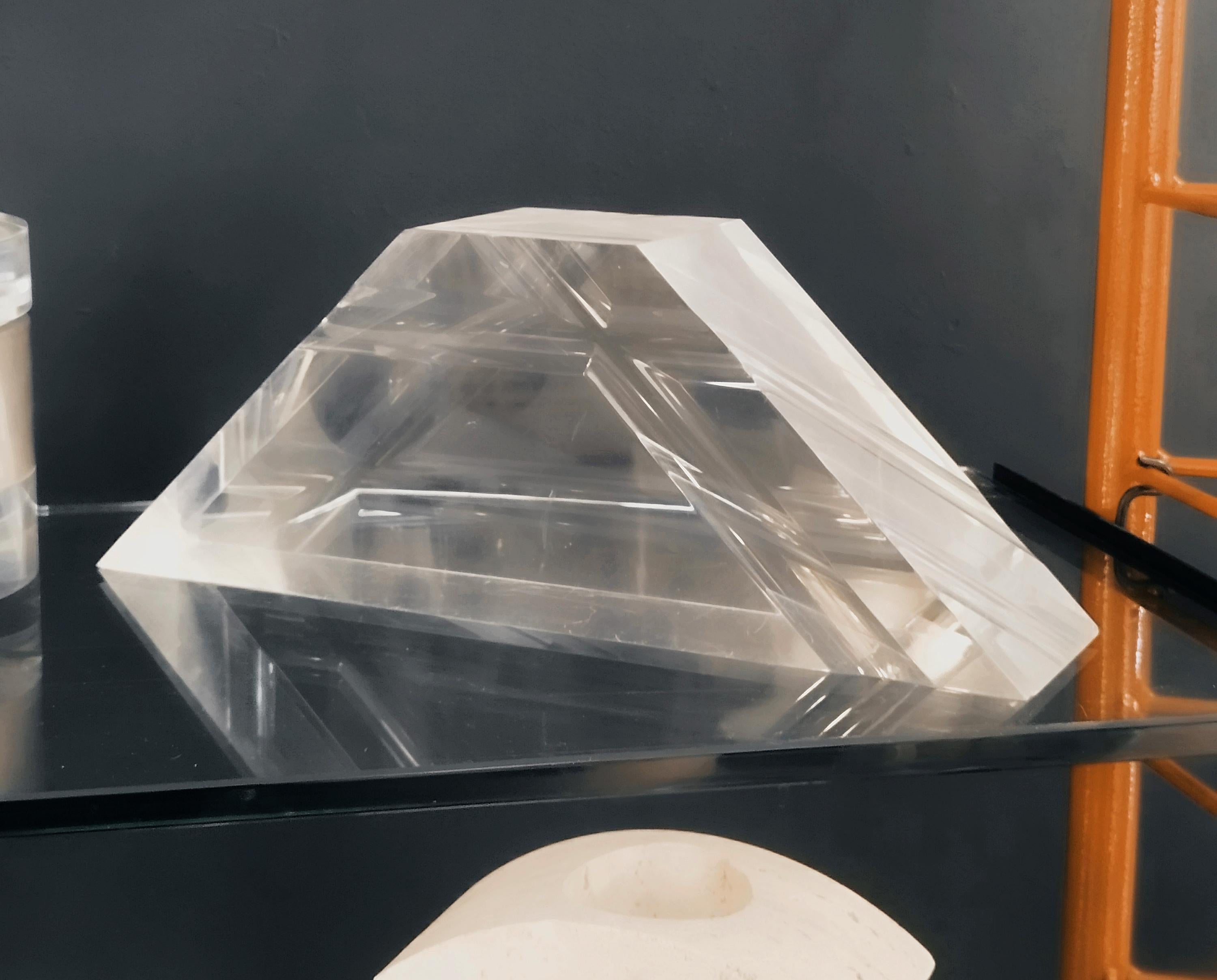 Italian Antonio Felice Botta Lucite Pyramid Sculpture, Italy 1970s For Sale