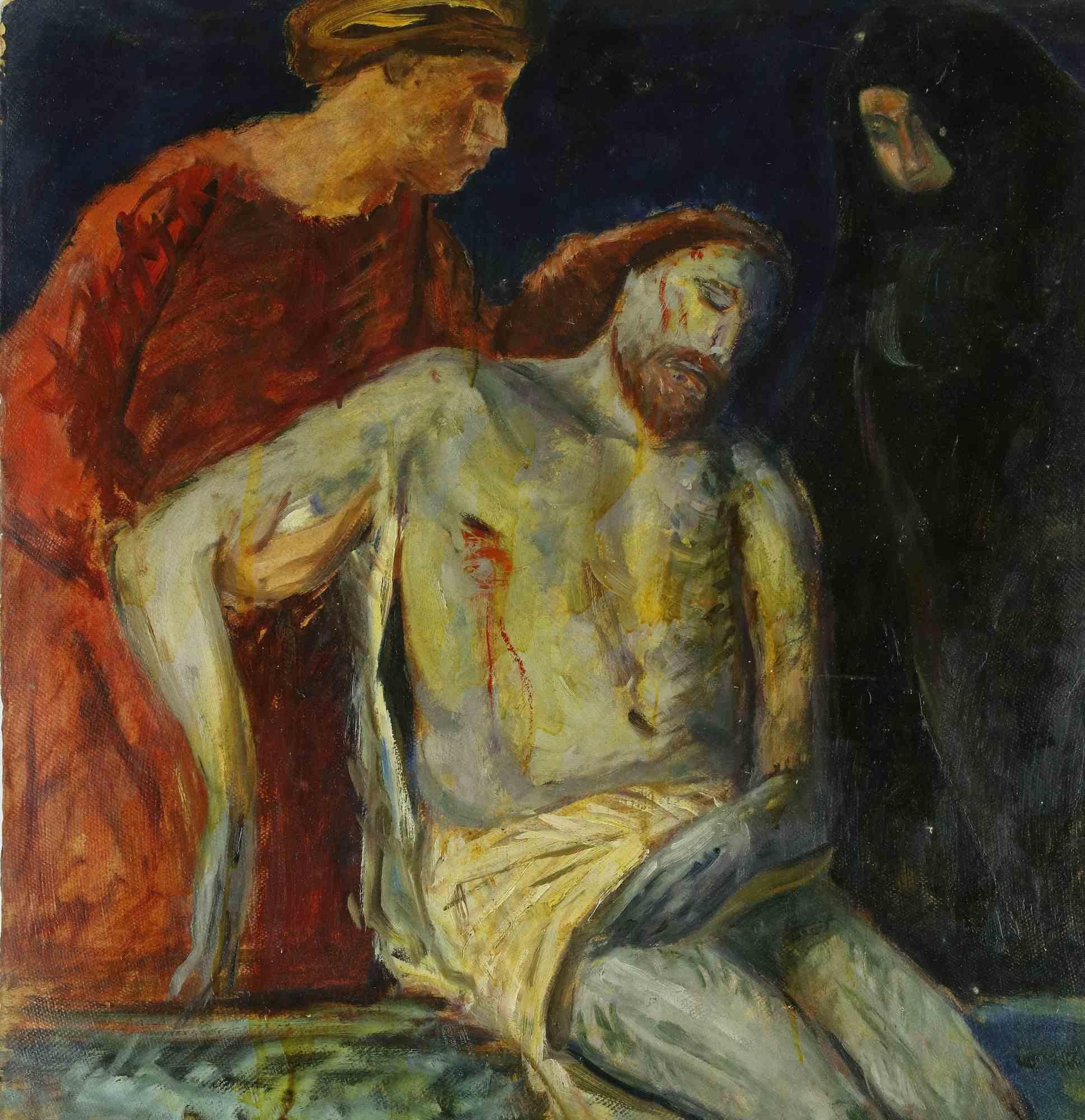The Deposition - Peinture à l'huile sur toile d'Antonio Feltrinelli  - 1930s en vente 2
