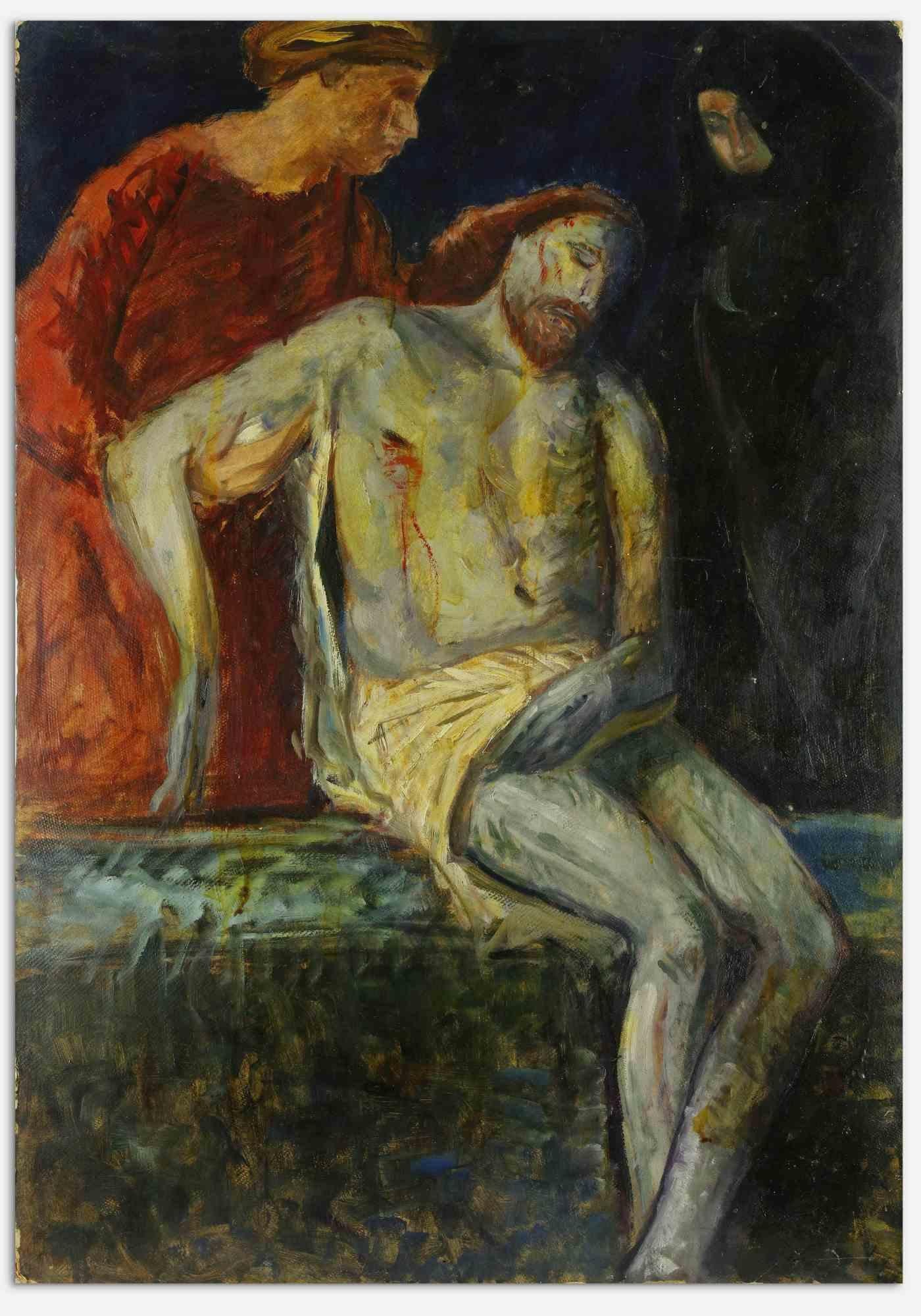 The Deposition - Peinture à l'huile sur toile d'Antonio Feltrinelli  - 1930s