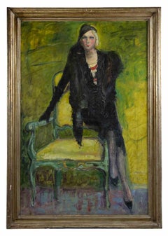 Frauenfigur – Gemälde auf Leinwand von Antonio Feltrinelli – 1930er Jahre