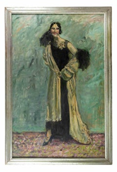 Female Portrait - Original Oil Paint by Antonio Feltrinelli - 1931