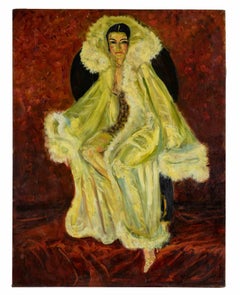 Female Portrait - Original Painting on Canvas by Antonio Feltrinelli - 1931