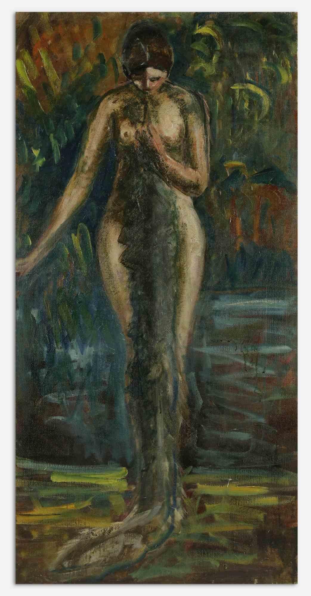 Die Frau im Wald ist ein modernes Original-Kunstwerk von Antonio Feltrinelli aus den 1930er Jahren
Gemischte farbige Ölgemälde auf Leinwand.

Nicht unterzeichnet.

Antonio Feltrinelli (Mailand, 1887 - Gargnano, 1942)

Er wurde am 1. Juni 1887 in