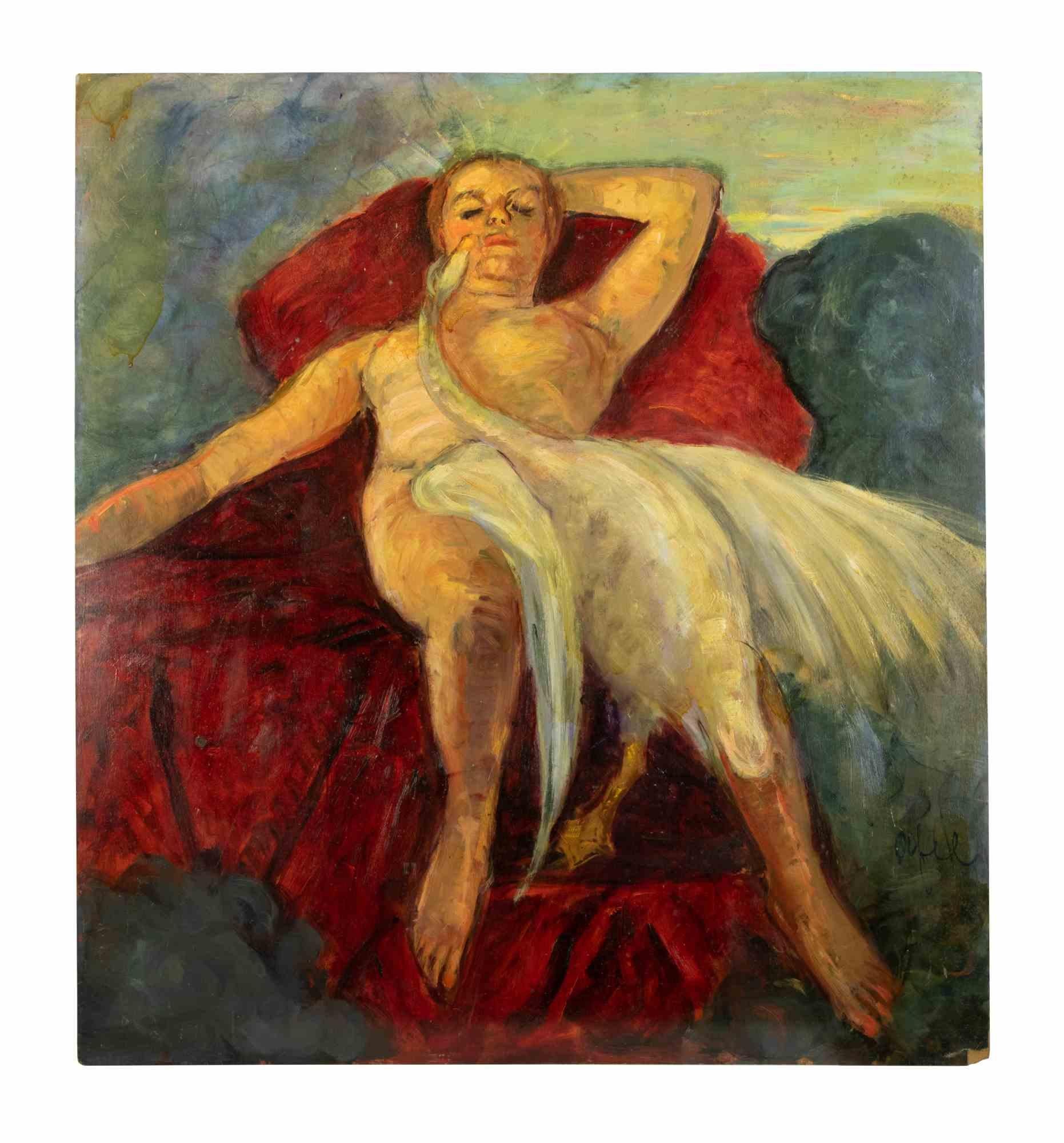 Model con cigno è un'opera d'arte originale realizzata dall'artista italiano  Antonio Feltrinelli negli anni '30.

Olio su compensato.

Bellissima e rappresentativa opera d'arte di una figura femminile.

Antonio Feltrinelli (Milano, 1887 - Gargnano,