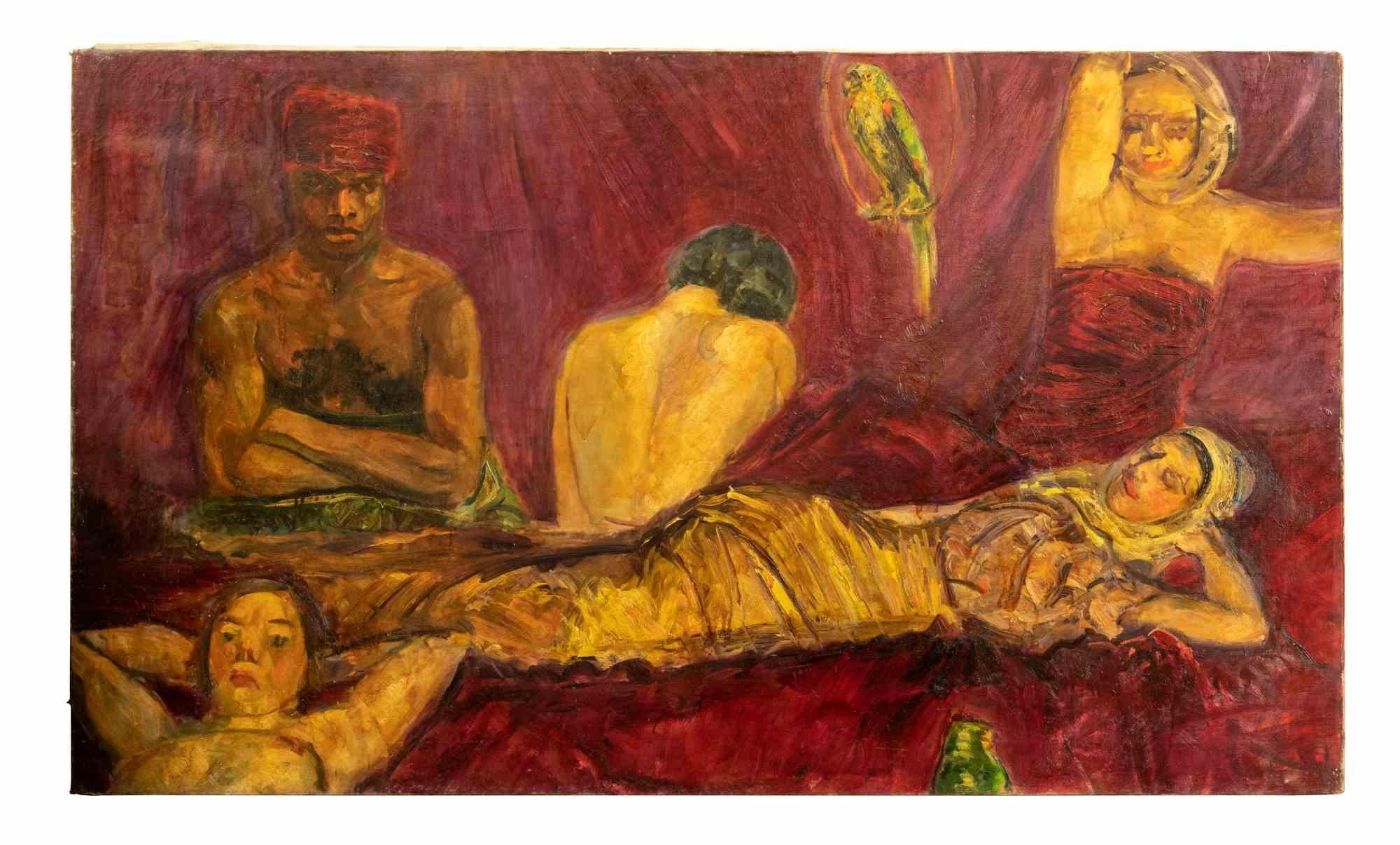 Odalisques - Peinture à l'huile d'Antonio Feltrinelli - années 1930