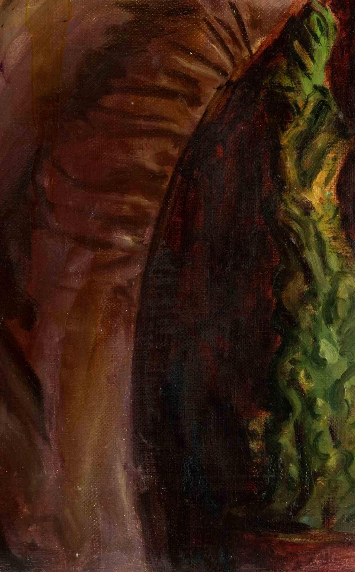 Retrato de mujer noble -  Pintura de Antonio Feltrinelli - Años 30 en venta 2