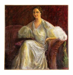 Portrait of Noblewoman -  Painting by Antonio Feltrinelli - 1930s
