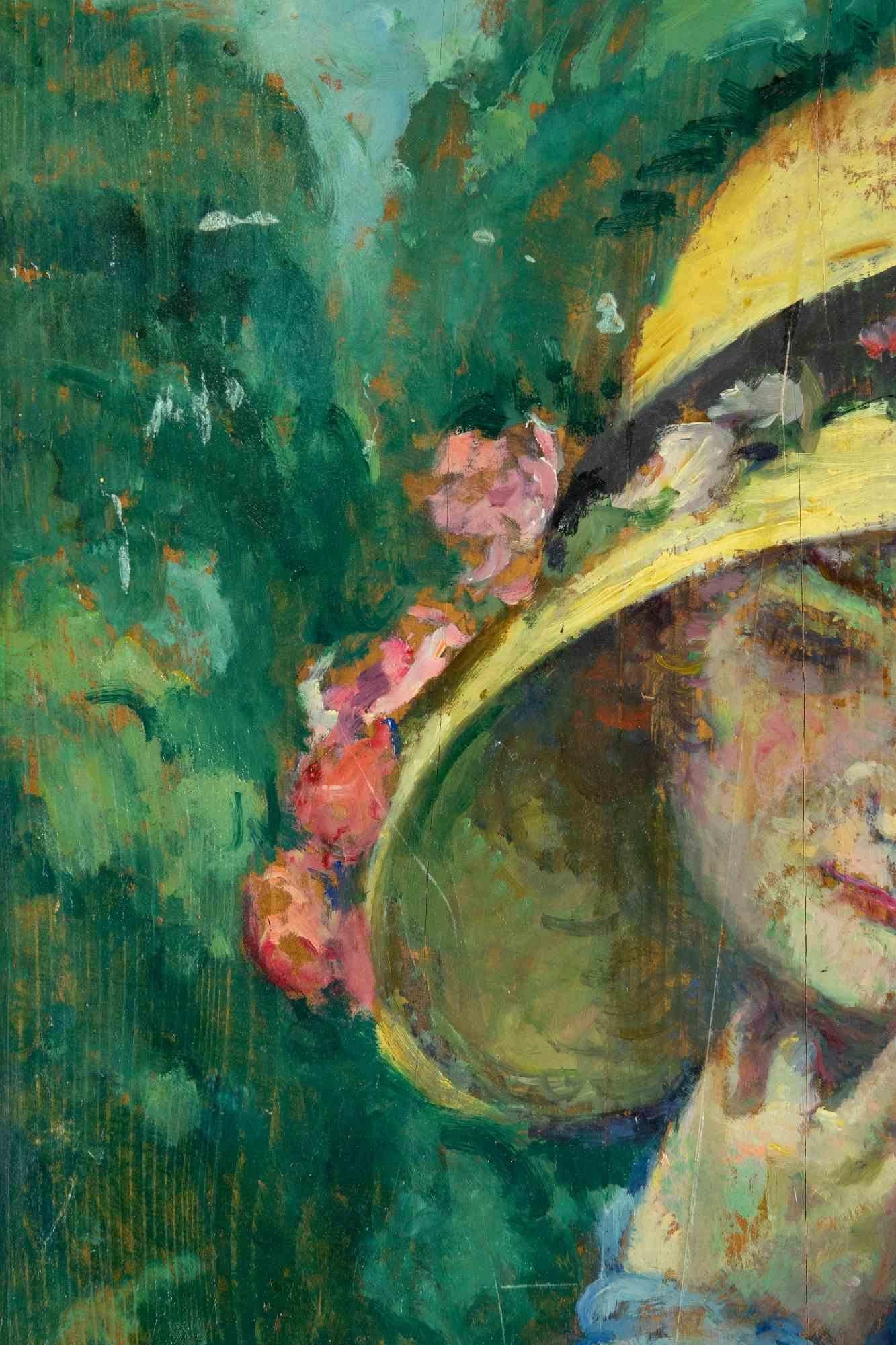 Portrait of Woman  - Oil Paint by Antonio Feltrinelli - 1930s For Sale 2