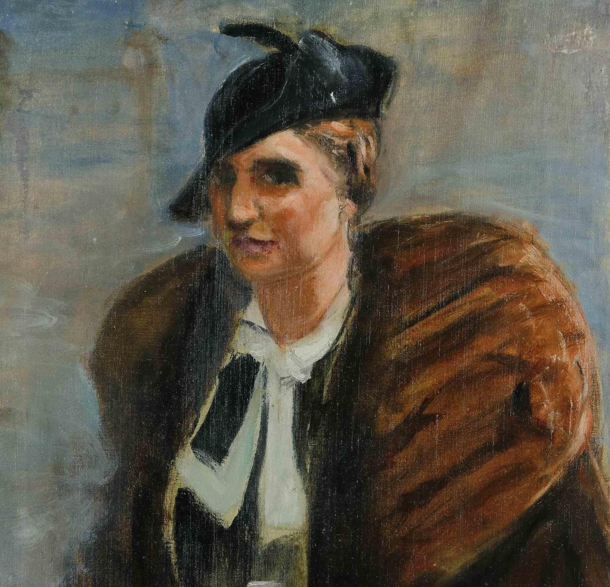 Ritratto di donna- Dipinto di Antonio Feltrinelli- Anni '30 in vendita 2