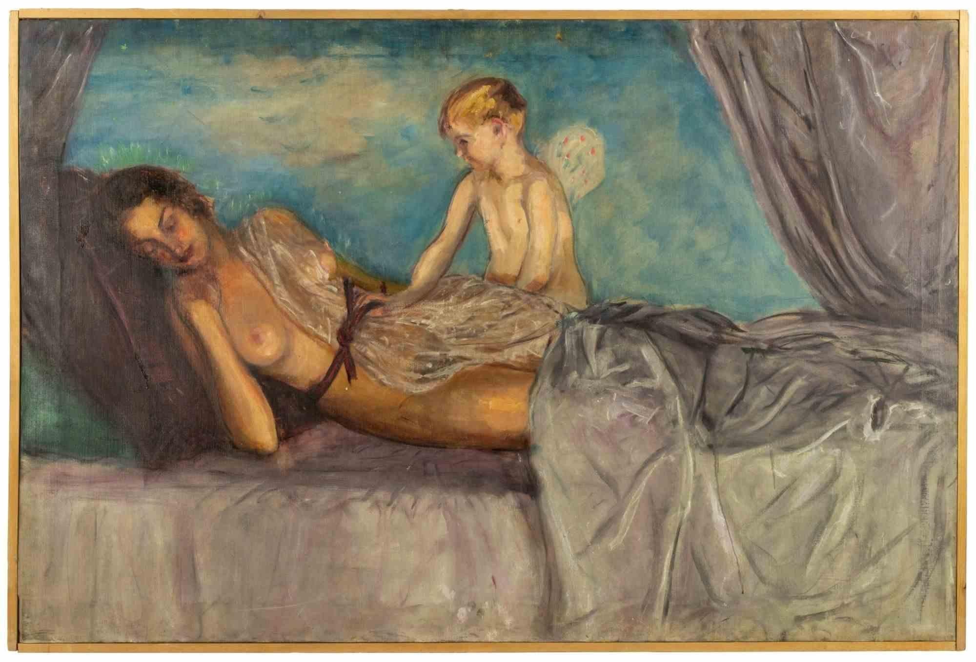 Sleeping Woman - Gemälde von Antonio Feltrinelli - 1930er Jahre