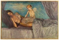 Vintage Sleeping Woman - Paint by Antonio Feltrinelli - 1930s