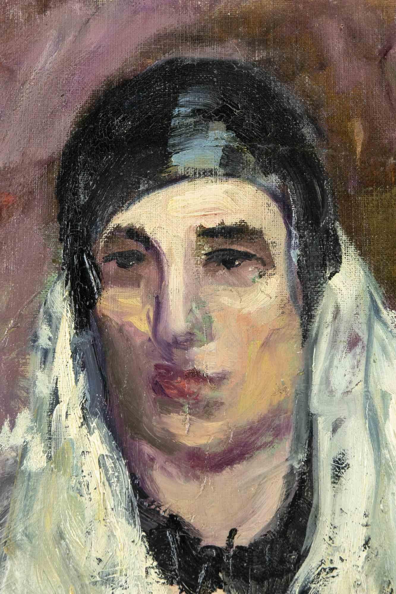 La donna sul divano - Dipinto a olio di Antonio Feltrinelli - Anni '30 in vendita 3