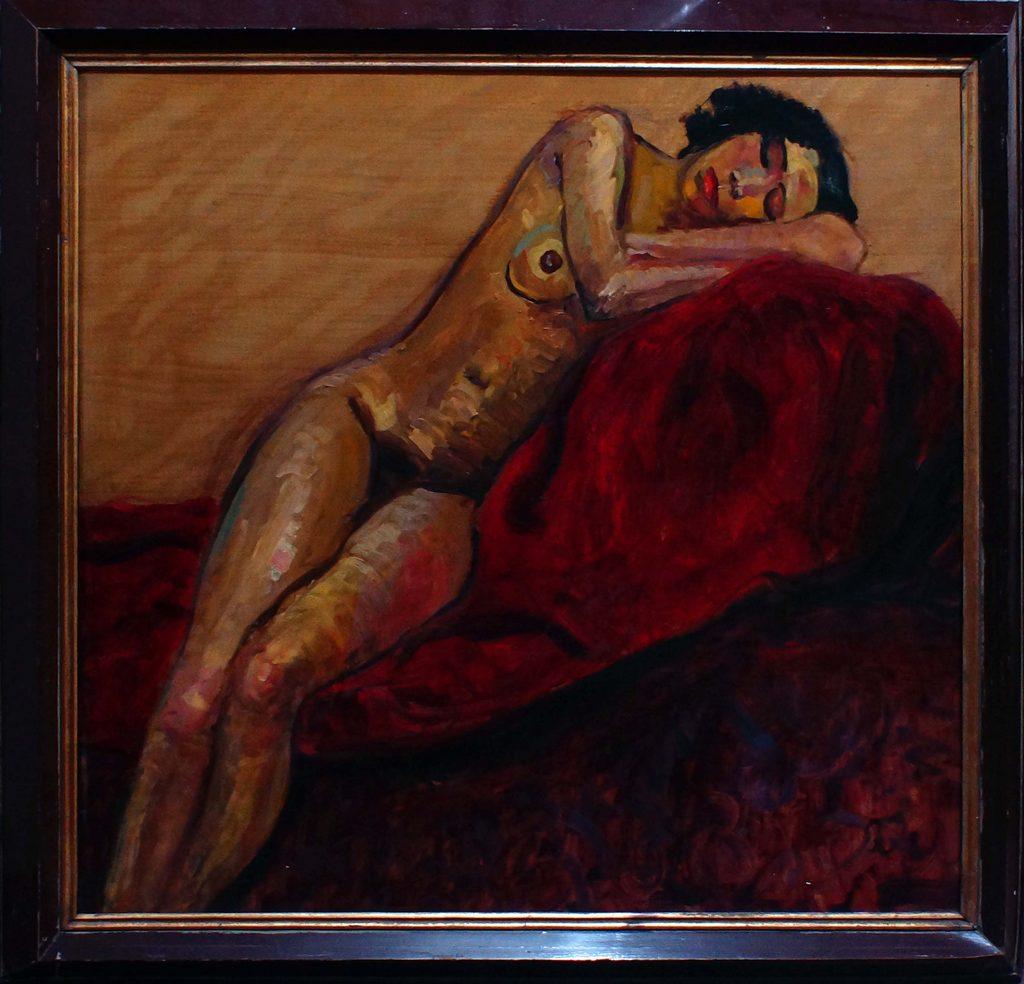 "The Woman on the Sofa" is a beautiful and impressive oil on canvas by Antonio Feltrinelli.
It was realized between the end of the 1920s and the beginning of the 1930s and represents a nude woman on the sofa. Nudes and portraits were among