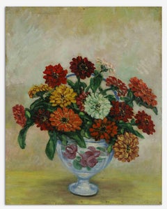 Vintage Vase of Flowers. -  Original Painting by Antonio Feltrinelli - 1930s