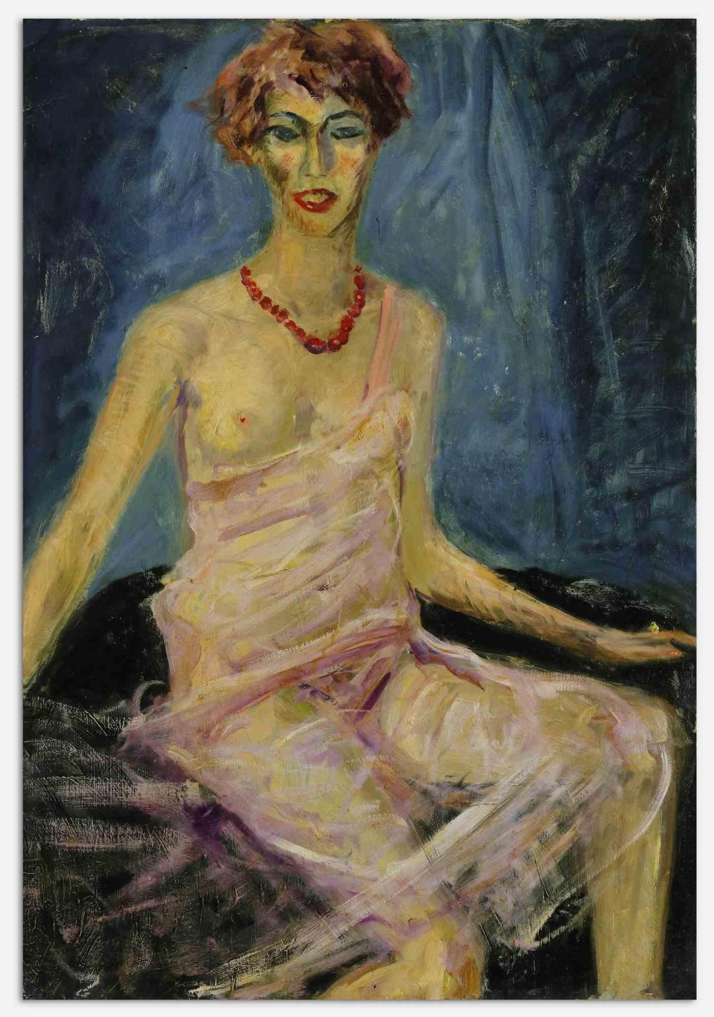 Femme veillie -   Peinture d'Antonio Feltrinelli - années 1930