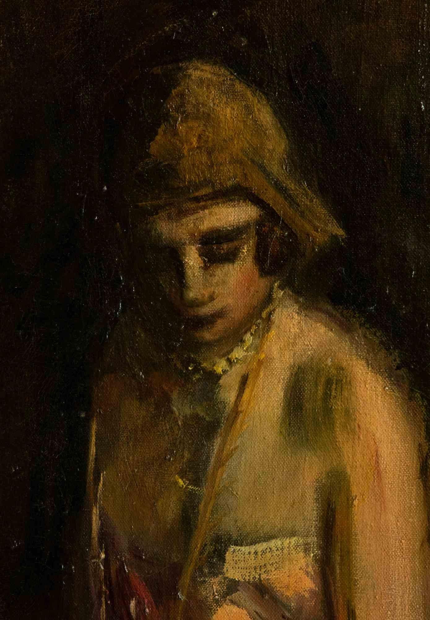Woman - Oil Paint by Antonio Feltrinelli - 1932 For Sale 1