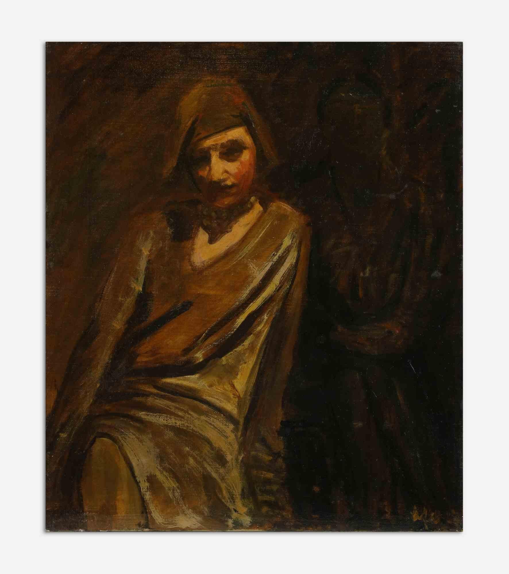 Woman - l Painting by Antonio Feltrinelli- 1930s For Sale 2