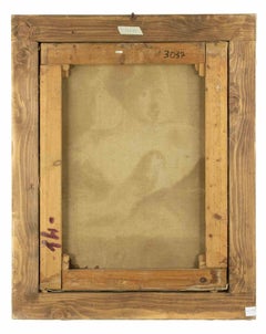 Woman with Parrot -  Painting by Antonio Feltrinelli- 1930s