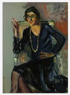 Woman with Veil -  Original Painting by Antonio Feltrinelli - 1929