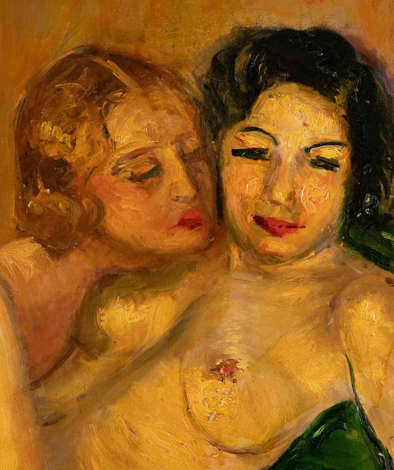Women - Oil Paint by Antonio Feltrinelli - 1930s For Sale 2
