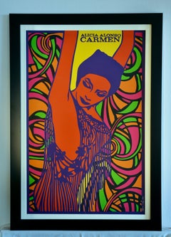 ALICIA ALONSO dans le rôle de CARMEN 1970 ANTONIO REBOIRO SILKSCREEN OP-POP ART DANCE POSTER