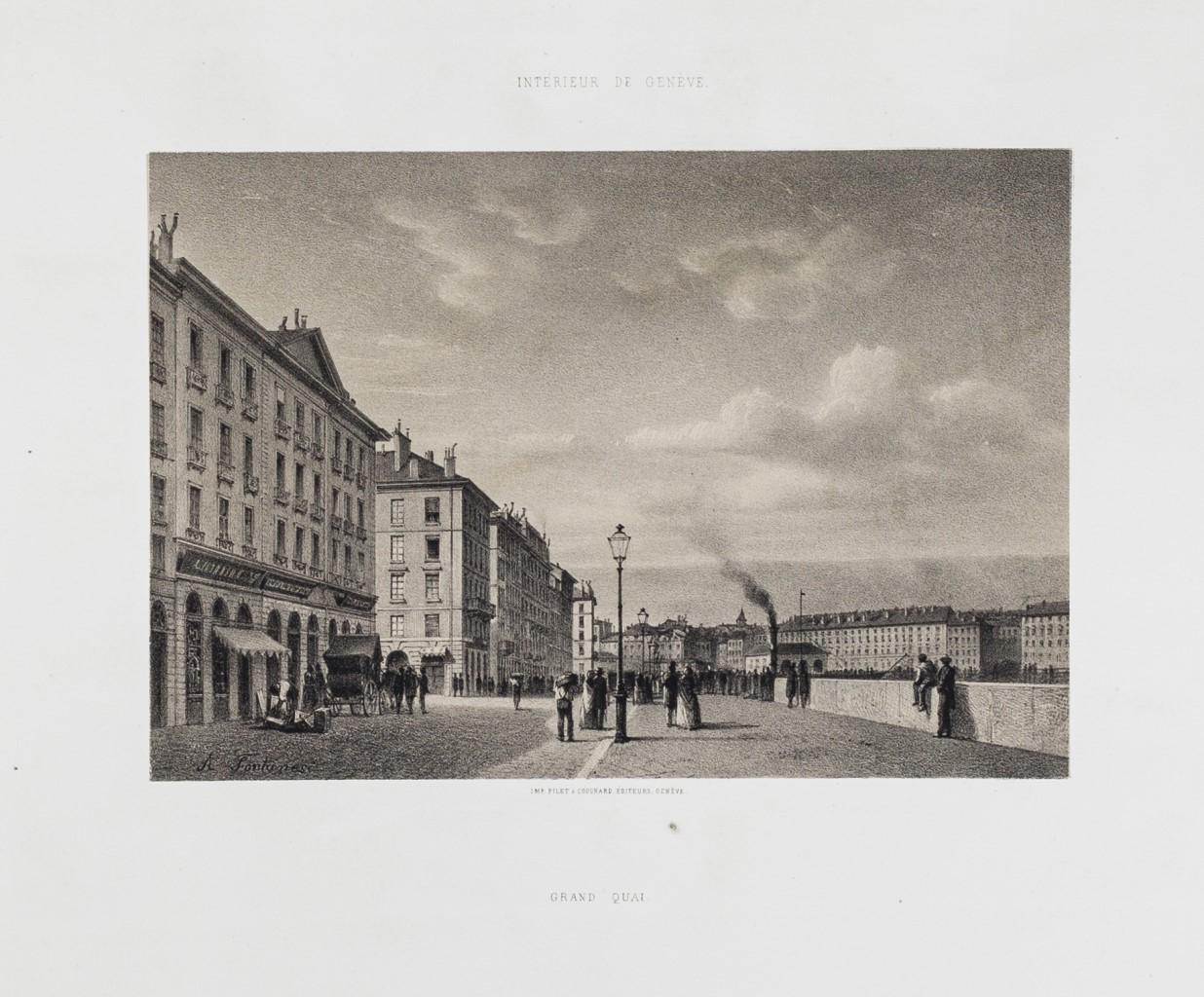Antonio Fontanesi Landscape Print - Grand Quai - Lithograph - 19th Century