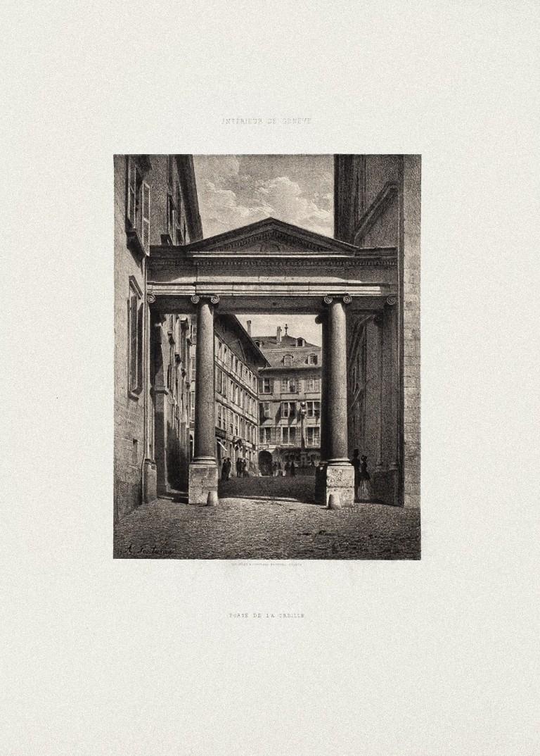 Porte de la Treille - Lithograph by Antonio Fontanesi - 1854 For Sale 1