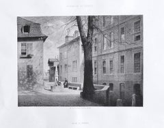 « The Interior of Geneve » (L'intérieur de Genève) - Lithographie d'Antonio Fontanesi - 19ème siècle