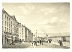 View of Geneve - Lithograph by Antonio Fontanesi - 1850 ca.