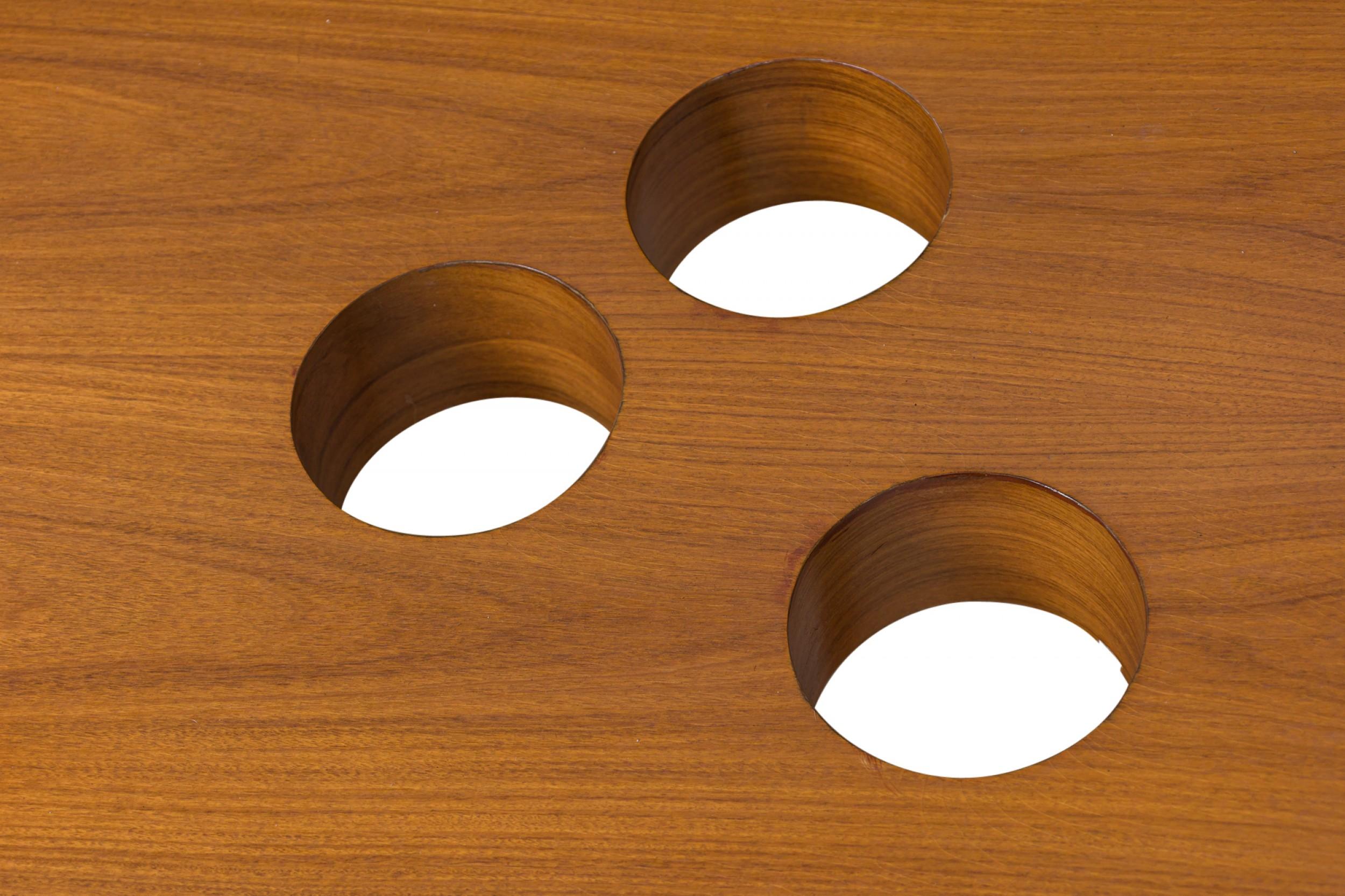 Wood Antonio Fortuna American Walnut Circular Coffee Table w/ Round Cutouts For Sale