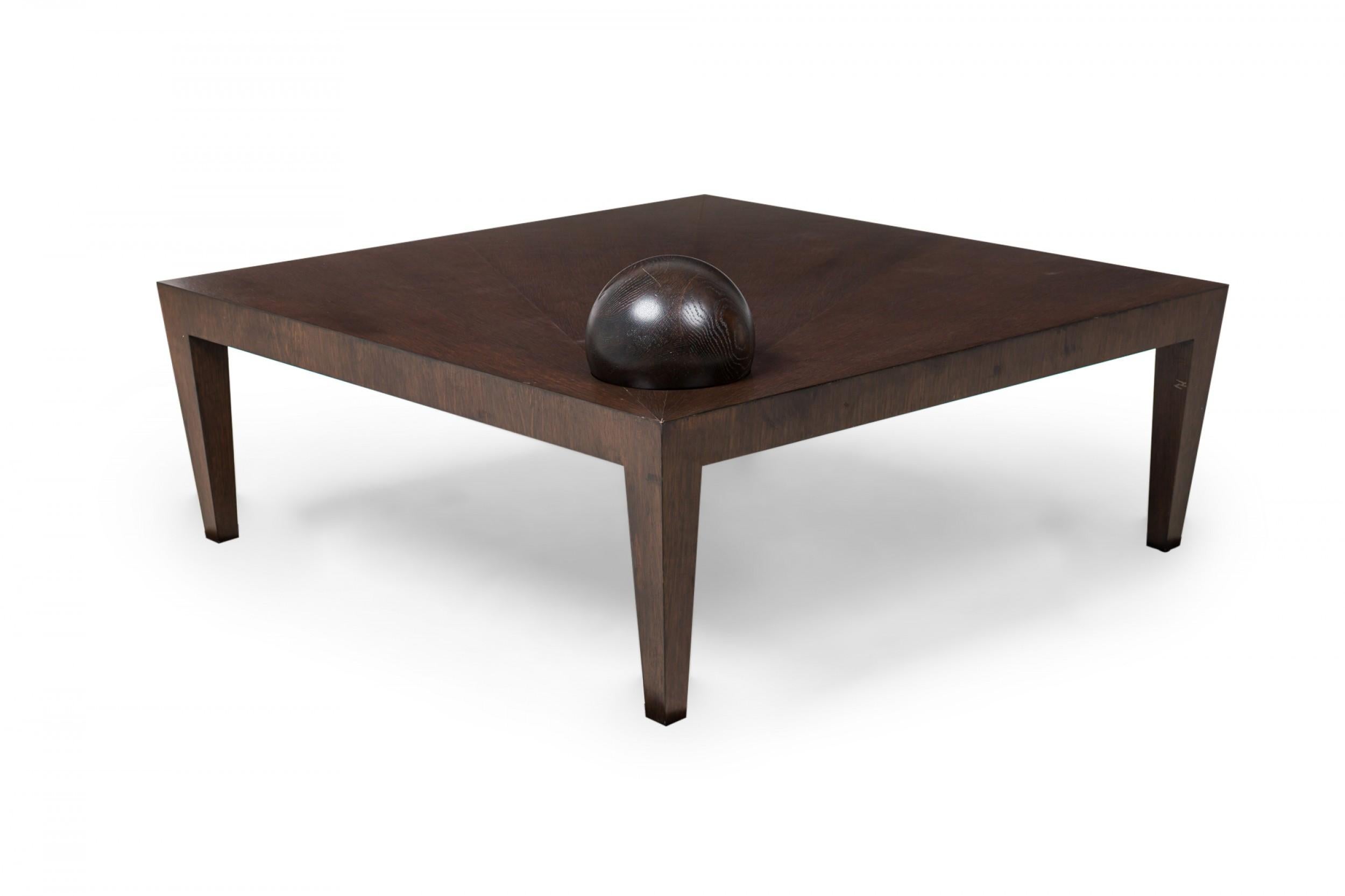 Antonio Fortuna Contemporary American Square Coffee Table with Orb In Good Condition For Sale In New York, NY