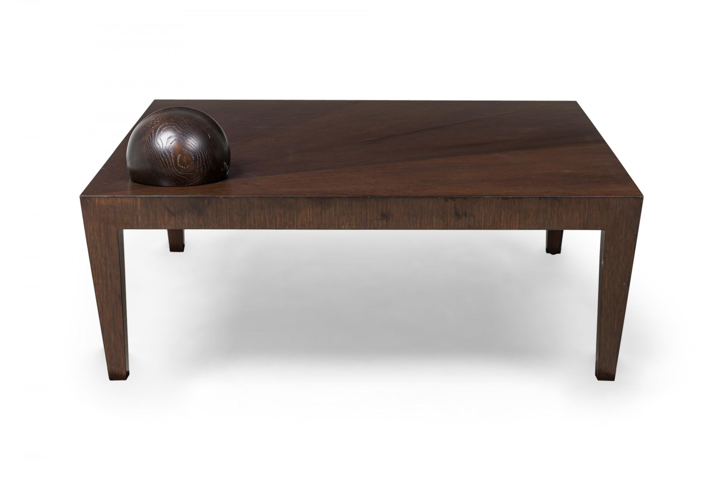 Wood Antonio Fortuna Contemporary American Square Coffee Table with Orb For Sale