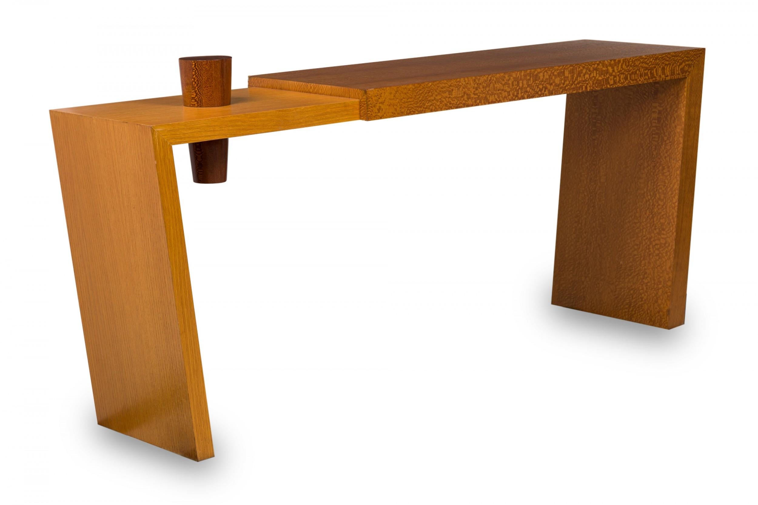 Antonio Fortuna Contemporary American Walnut & Bleached Mahogany Console Table In Good Condition For Sale In New York, NY