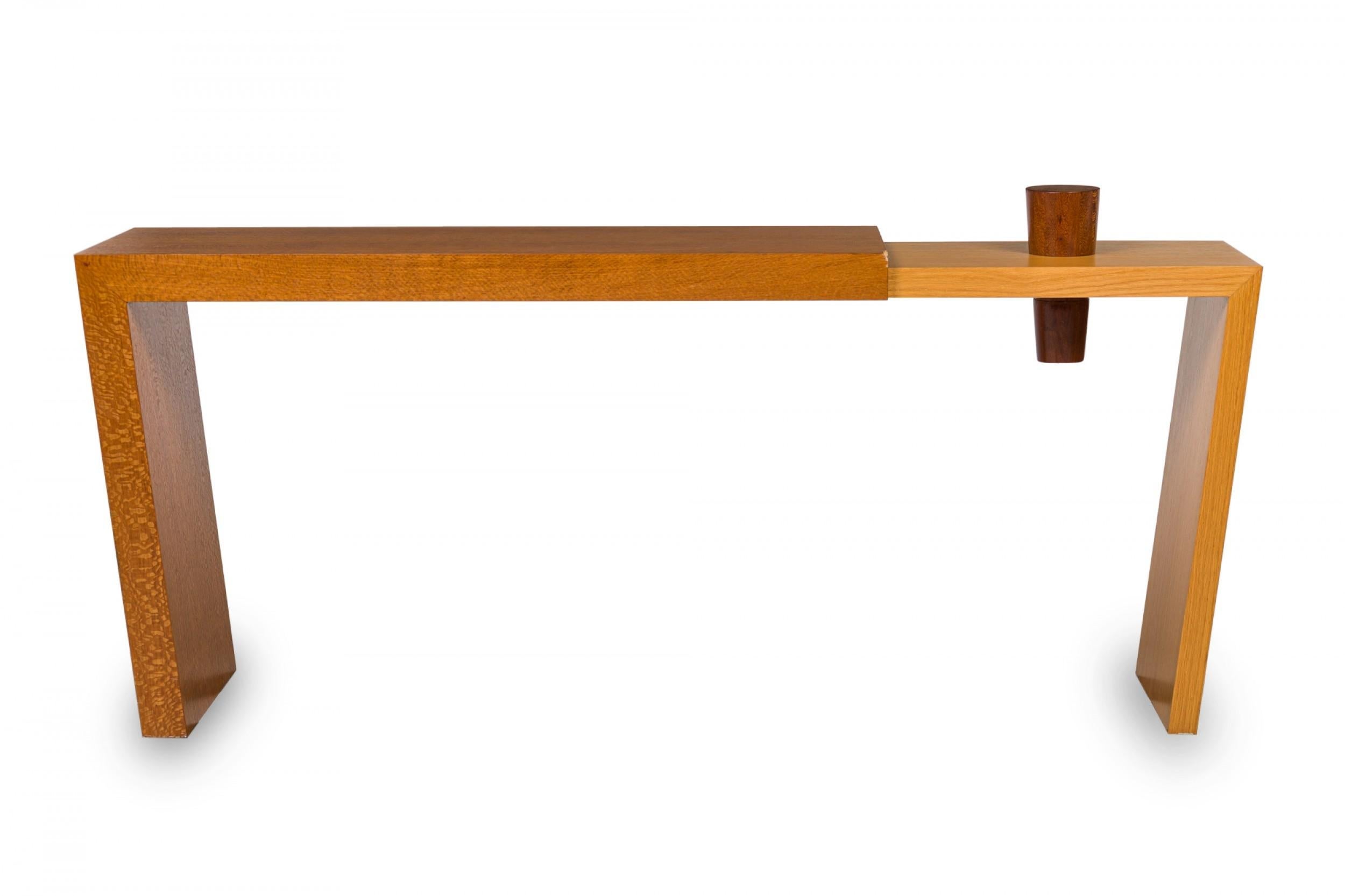 Antonio Fortuna Contemporary American Walnut & Bleached Mahogany Console Table For Sale