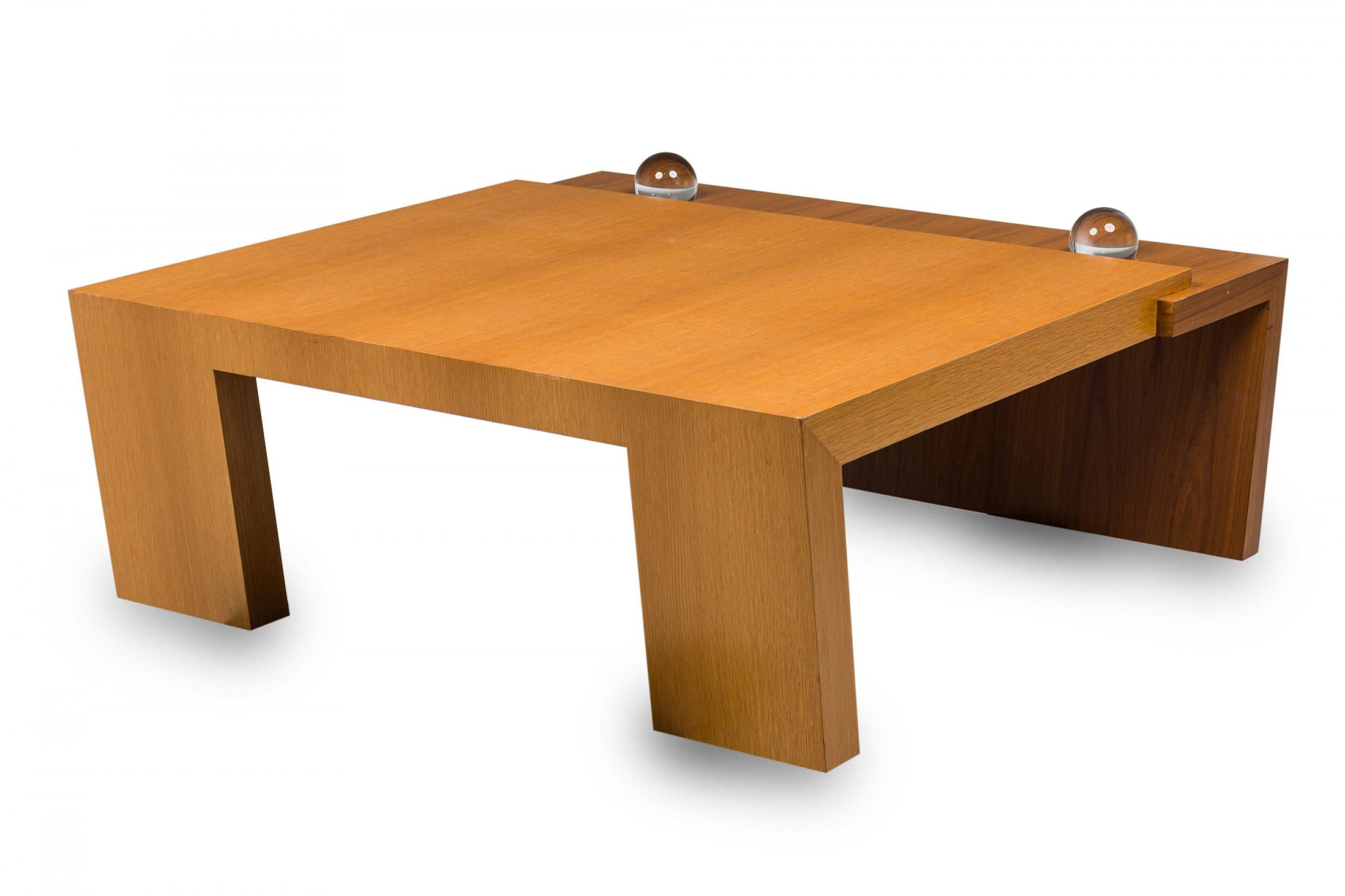Contemporary American walnut & mahogany coffee table with orbs (ANTONIO FORTUNA)