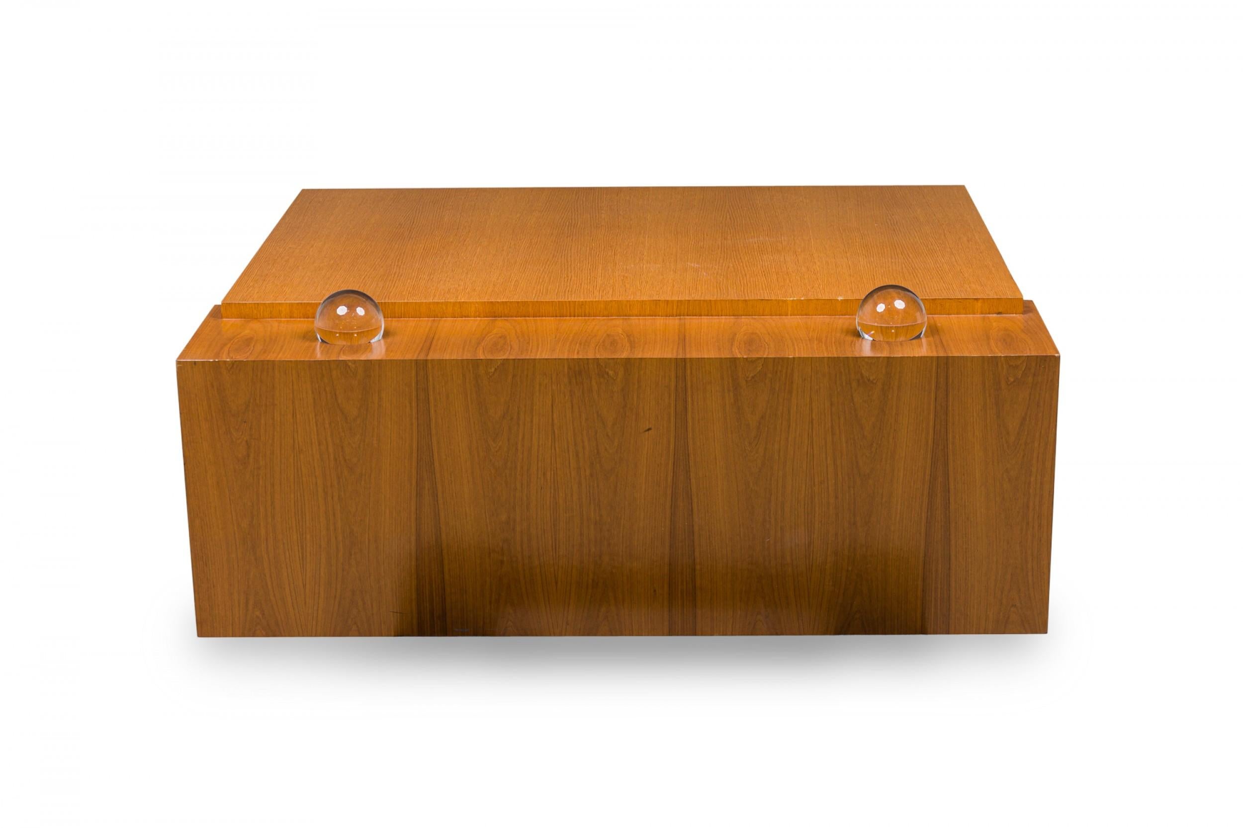 Glass Antonio Fortuna Contemporary American Walnut & Mahogany Coffee Table with Orbs For Sale